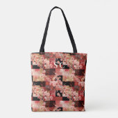 Patchwork-Kirschblüten und Stoff-Inspiration Tasche (Rückseite)