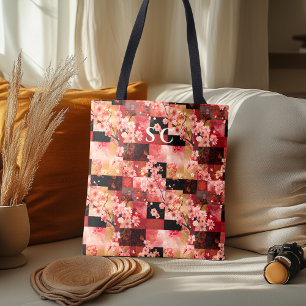 Patchwork-Kirschblüten und Stoff-Inspiration  Tasche