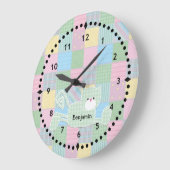 Patchwork Kitt Kinderzimmer Wall Clock Große Wanduhr (Winkel)