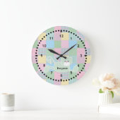 Patchwork Kitt Kinderzimmer Wall Clock Große Wanduhr (Zuhause)