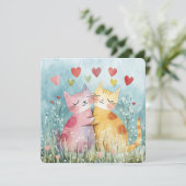 Patchwork Kittens Valentine Feiertagskarte (Stehend Vorderseite)