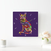 Patchwork Kitty Quadratische Wanduhr (Zuhause)