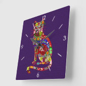 Patchwork Kitty Quadratische Wanduhr (Winkel)