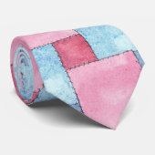 Patchwork-Krawatte, Rosa, Blues Krawatte (Gerollt)