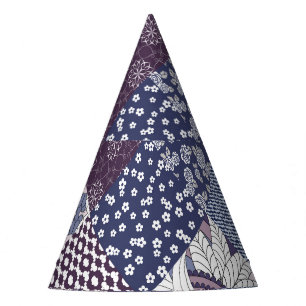 Patchwork-Kritzelei: Nahtloses Vintage-Boho-Muster Partyhütchen