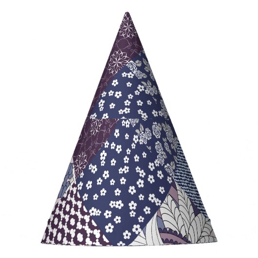 Patchwork-Kritzelei: Nahtloses Vintage-Boho-Muster Partyhütchen (Vorderseite)