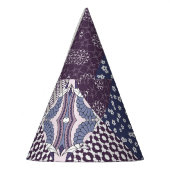 Patchwork-Kritzelei: Nahtloses Vintage-Boho-Muster Partyhütchen (Links)