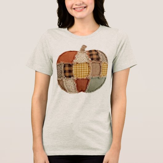 Patchwork-Kürbis Tri-Blend Shirt (Vorderseite)