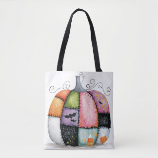 Patchwork-Kürbis-Weiß-Halloween Tasche