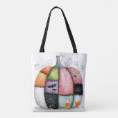 Patchwork-Kürbis-Weiß-Halloween Tasche (Rückseite)