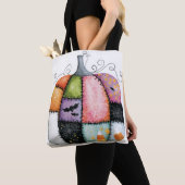 Patchwork-Kürbis-Weiß-Halloween Tasche (Von Nahem)