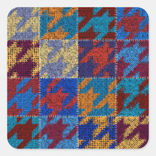 Patchwork-Leinwand: Imitation eines Vintage-Muster Quadratischer Aufkleber