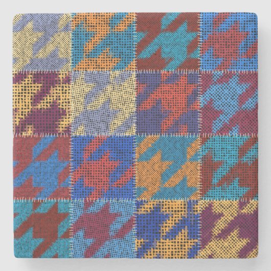 Patchwork-Leinwand: imitiertes Vintage-Muster. Steinuntersetzer (Vorderseite)