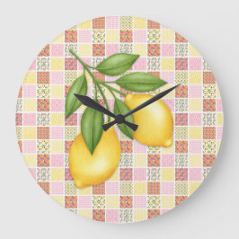 Patchwork Lemon Große Wanduhr