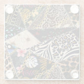 Patchwork Leopard: Ethnic Lining Design. Glasuntersetzer (Rückseite)