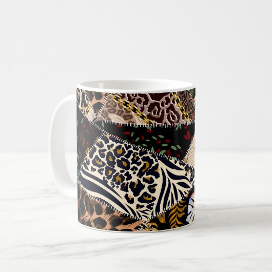 Patchwork Leopard: Ethnic Lining Design. Kaffeetasse (Vorderseite Links)