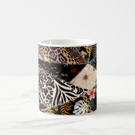Patchwork Leopard: Ethnic Lining Design. Kaffeetasse (Mittel)