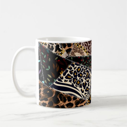 Patchwork Leopard: Ethnic Lining Design. Kaffeetasse (Links)