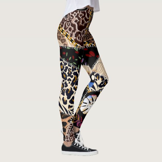 Patchwork Leopard: Ethnic Lining Design. Leggings (Rechts)