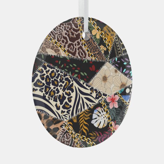 Patchwork Leopard: Ethnic Lining Design. Ornament Aus Glas (Vorderseite Rechts)