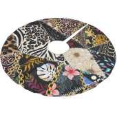 Patchwork Leopard: Ethnic Lining Design. Polyester Weihnachtsbaumdecke (Schrägansicht)