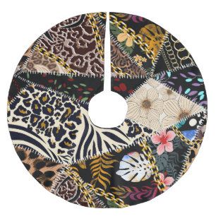Patchwork Leopard: Ethnic Lining Design. Polyester Weihnachtsbaumdecke