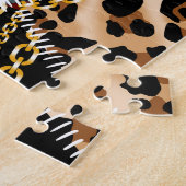 Patchwork Leopard: Ethnic Lining Design. Puzzle (Seite)