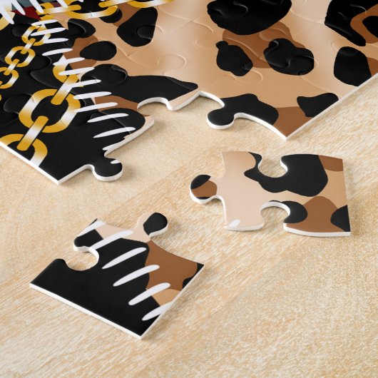 Patchwork Leopard: Ethnic Lining Design. Puzzle (Seite)