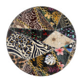 Patchwork Leopard: Ethnic Lining Design. Schneidebrett (Vorderseite)