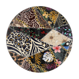 Patchwork Leopard: Ethnic Lining Design. Schneidebrett