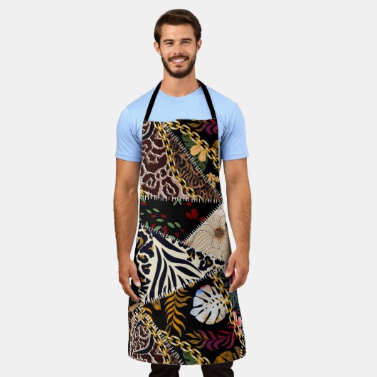 Patchwork Leopard: Ethnic Lining Design. Schürze (Getragen)