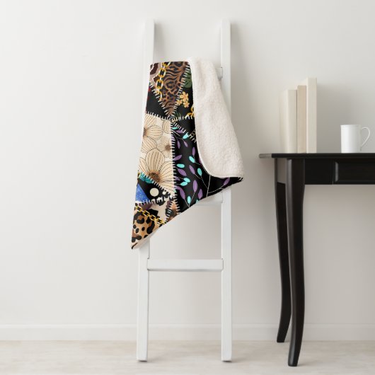 Patchwork Leopard: Ethnic Lining Design. Sherpadecke (Beispiel)