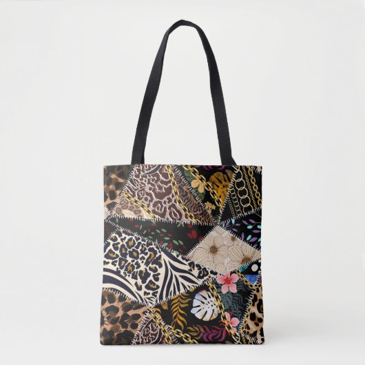 Patchwork Leopard: Ethnic Lining Design. Tasche (Vorderseite)