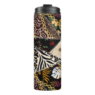 Patchwork Leopard: Ethnic Lining Design. Thermosbecher