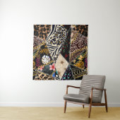 Patchwork Leopard: Ethnic Lining Design. Wandteppich (Beispiel (Horizontal))