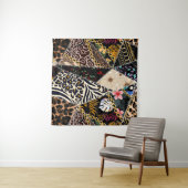 Patchwork Leopard: Ethnic Lining Design. Wandteppich (Beispiel)