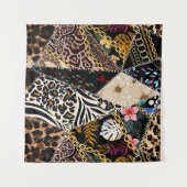 Patchwork Leopard: Ethnic Lining Design. Wandteppich (Vorderseite)