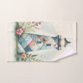 Patchwork-Leuchtturm-Küstenblumen-Szene Badhandtuch Set (Handtuch)