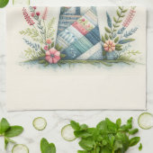 Patchwork-Leuchtturm-Küstenblumen-Szene Geschirrtuch (Gefaltet)