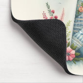 Patchwork-Leuchtturm-Küstenblumen-Szene Mousepad (Ecke)