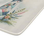 Patchwork-Leuchtturm-Küstenblumen-Szene Schneidebrett (Ecke)