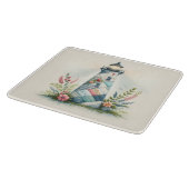 Patchwork-Leuchtturm-Küstenblumen-Szene Schneidebrett (Ecke)