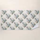 Patchwork-Leuchtturm-Küstenblumen-Szene Strandtuch (Vorderseite)