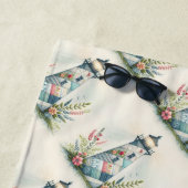 Patchwork-Leuchtturm-Küstenblumen-Szene Strandtuch (Beispiel)