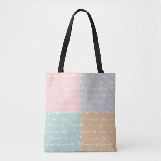 Patchwork Liebe Hearts Pastel Tote Bag Tasche (Vorderseite)