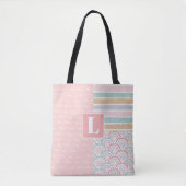 Patchwork Liebe Hearts Rainbow Monogram Tote Bag Tasche (Vorderseite)