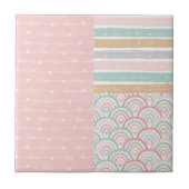 Patchwork Liebe Hearts Rainbow Pastel Keramik Tile Fliese (Vorderseite)