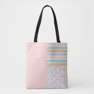 Patchwork Liebe Hearts Rainbow Pastel Tote Bag Tasche