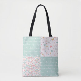 Patchwork Liebe Rainbow Pastel Hearts Tote Bag Tasche