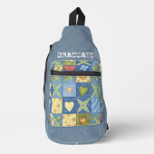 Patchwork Light Blue Denim Textur Crossbody Bag (Vorderseite)